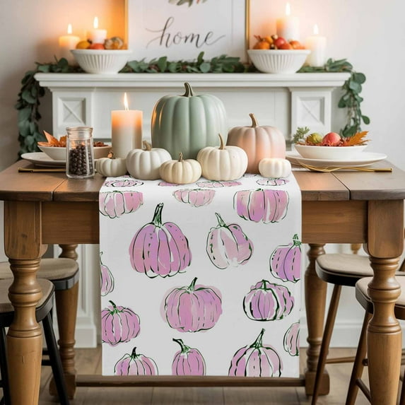 Fall Thanksgiving Table Runner, Autumn Thanksgiving Kitchen Dining Table Decoration for Home Party Decor 13x60 Inches