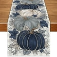 thumbnail image 1 of Fall Thanksgiving Table Runner, Blue Vintage Pumpkin Maple Leaf Decorative Autumn Harvest Seasonal Table Runner for Farmhouse Kitchen Dining Indoor Home Party Decorations 13x72 inches, 1 of 6