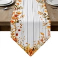 thumbnail image 1 of Fall Thanksgiving Table Runner Linen Burlap Table Runner 72 Inches Long Farmhouse Pumpkin Maple Leaf Flower Wood Dresser Scarves for Kitchen Island Coffee Dining Room Party Holiday Decoration 18"x72", 1 of 8