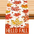 thumbnail image 1 of Fall Thanksgiving Table Runner, Maple Leaves Hello Fall Decorative Autumn Harvest Seasonal Holiday Table Runner Decoration for Farmhouse Kitchen Dinning Outdoor Home Party Decor 13x72in, 1 of 7