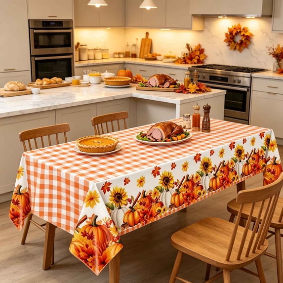 Fall Thanksgiving Tablecloth Rectangle Festive Washable & Durable for Holiday Dining Table Party Kitchen Indoor Outdoor Fall Decorations for Home by MPOISVA