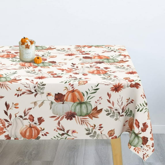 Fall Thanksgiving Tablecloth Waterproof Pumpkin Table Cloths for Autumn Harvest Indoor Outdoor Dining Room Decor-60 * 84" Rectangle