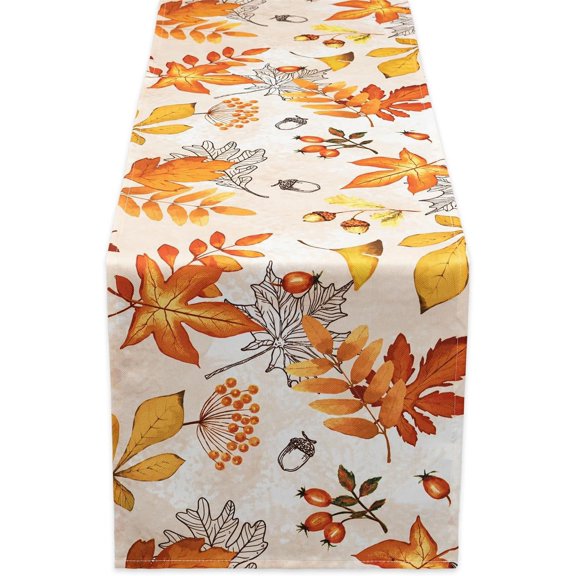 Fall Thanksgiving Tabletop Collection for Kitchen Dining Decoration Parties Harvest, Fall Leaves, Table Runner, 14 x 72