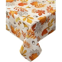Fall Thanksgiving Tabletop Collection for Kitchen Dining Decoration Parties Harvest, Fall Leaves, Tablecloth, 52 x 52 Square