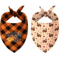 thumbnail image 1 of Fall Thanksgiving Turkey Dog Bandanas Reversible Small 2 Pack, Autumn Harvest Adjustable Triangle Scarves for Small Medium Large Extra Large Dogs Pets, 1 of 6