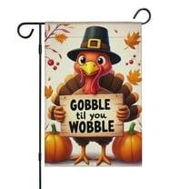 Fall Thanksgiving Turkey Gobble Til You Wobble Fall Garden Flags 12.5"x18" Double Side,Small Yard Flags for Outside,Outdoor Fall Decor,Autumn Funny Garden Flag Yard Decoration