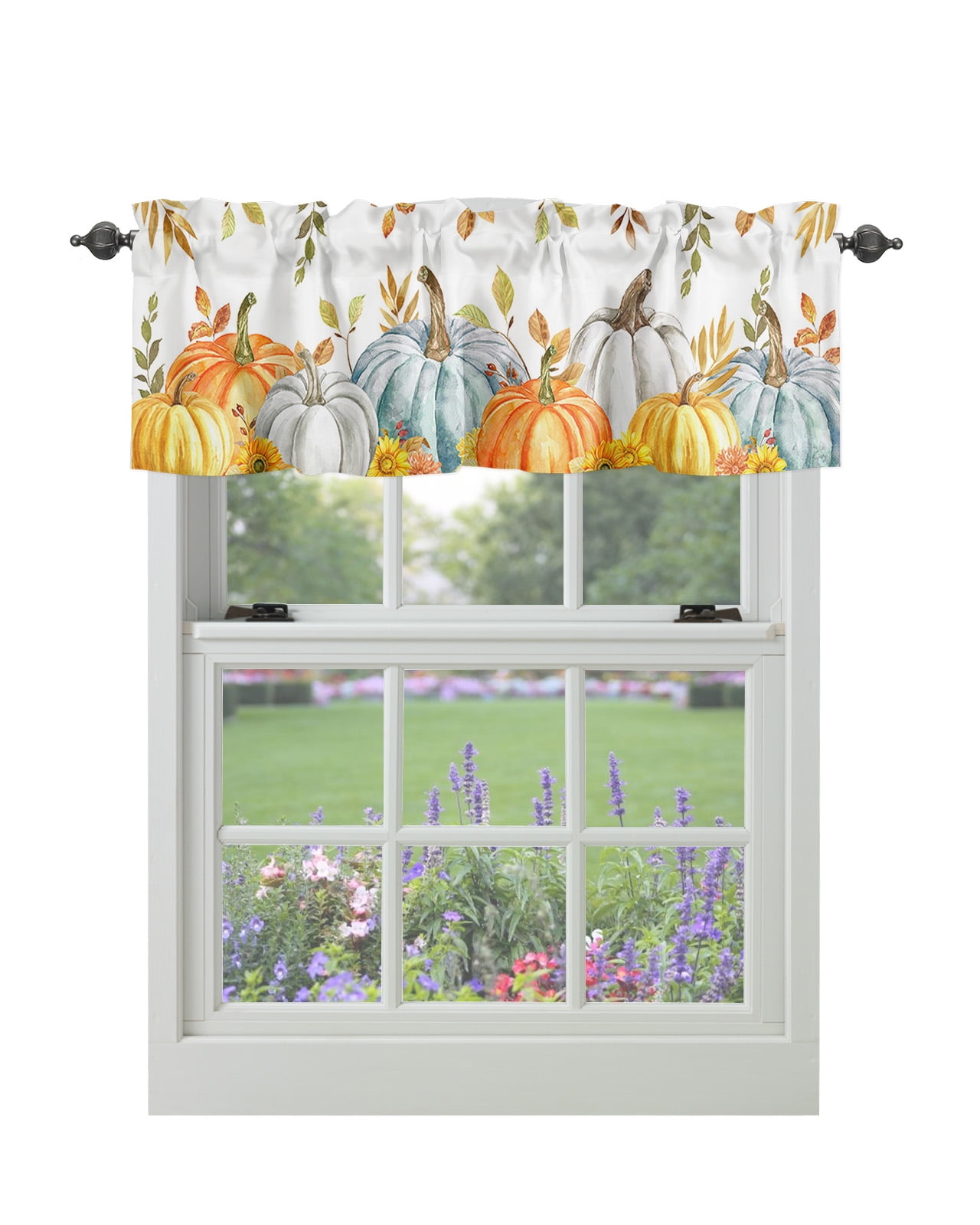 Fall Thanksgiving Valances for Windows Harvest Pumpkin Window Valances