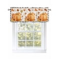 thumbnail image 1 of Fall Thanksgiving Valances for Windows Pumpkin Maple Leaf Black Trellis Kitchen Valance Curtain Rod Pocket Small Curtains for Cafe Bathroom Laundry Basement 54" x 18", 1 of 8