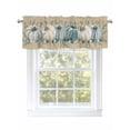 thumbnail image 1 of Fall Thanksgiving Valances for Windows White Green Pumpkins Leaves Linen Texture Kitchen Valance Curtain Rod Pocket Small Curtains for Cafe Bathroom Laundry Basement 42" x 18", 1 of 8