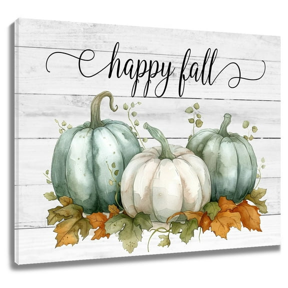 Fall Thanksgiving Wall Art Home Decor Autumn Pumpkin Maple Leaves on Rural Wood Boards Canvas Wall Art Fall Thanksgiving Framed Wall Art for Kitchen Bedroom Living Room Easy to Hang,10x8 Inches