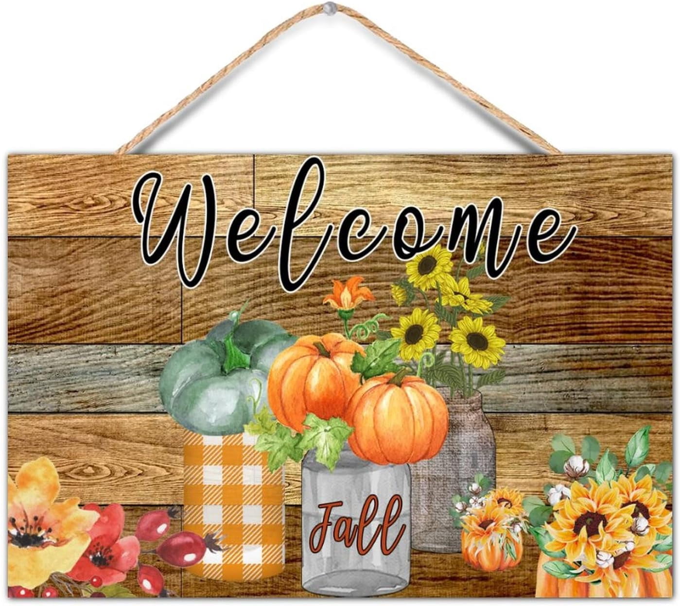 Welcome Sign Fall Decor Fall Thanksgiving Welcome Door Sign Autumn Harvest Front Door Porch ...