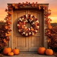 thumbnail image 1 of Fall Thanksgiving Wreath Harvest Front Door Decoration Wooden Sign Hanging Autumn Seasonal Decor for Home Porch Wall Fireplace, 1 of 6