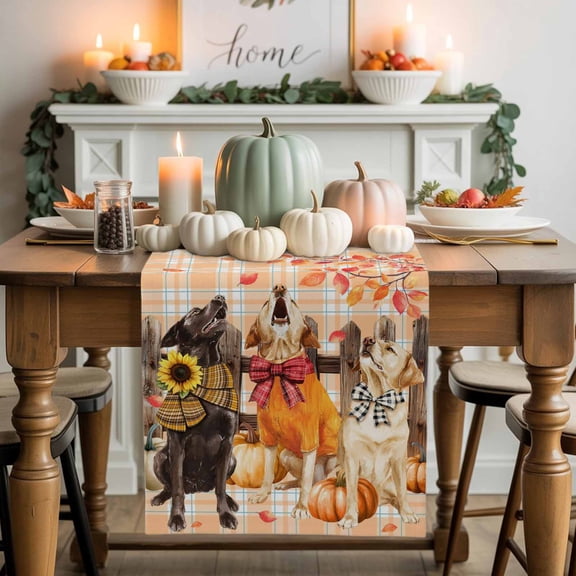 Fall Theme Table Runner, Autumn Thanksgiving Kitchen Dining Table Decoration for Home Party Decor 13x36 Inches