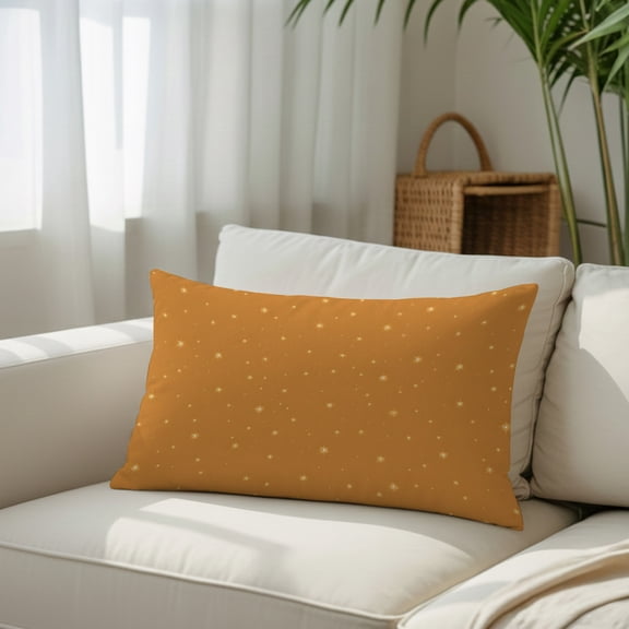 Fall Theme Throw Pillow Covers, Burnt Orange Stars Shining Sparkles Thanksgiving Decorative Lumbar Throw Pillowcase Cushion Cover with Smooth Hidden Zipper for Bedroom Sofa 12 x 20 Inches