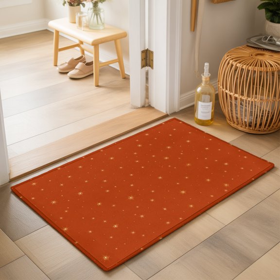 Fall Theme Washable Small Entryway Area Rugs 2'x3', Dark Red Stars Shining Sparkles Thanksgiving Washable Throw Rug Non-Slip Sturdy Edge Binding Carpet for Front Door Floor Room Entry