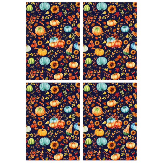 Fall-Themed Decorative Kitchen Towels Set of 4, Maple Pumpkin Design, Absorbent Soft Tea Towels for Home
