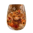 thumbnail image 1 of Fall Themed Stemless Wine Glass, Highland Cow Gnome Sunflower Pumpkin Maple Leaf Printed Tumbler, Thanksgiving Harvest Decorative Drinkware for Home Party Table & Holiday Gift(A), 1 of 7