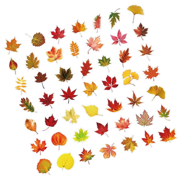 Waterproof 50 Sheets Fall Leaves Stickers For Kids Crafts Paper Decals Safe Home Decor Art Supplies