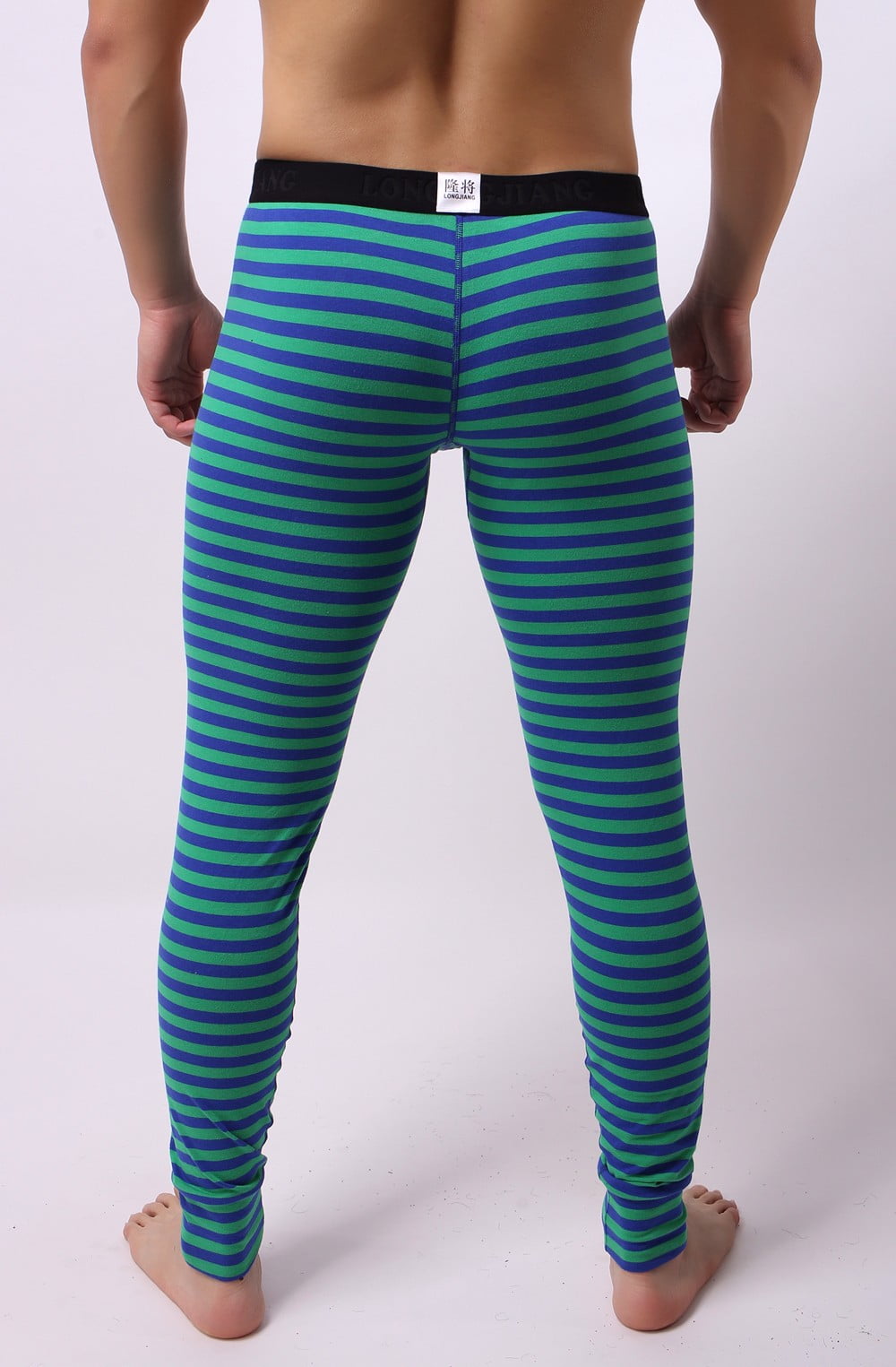 Fall Thermal Spandex Underwear for Men Green Mens Striped Breathe ...