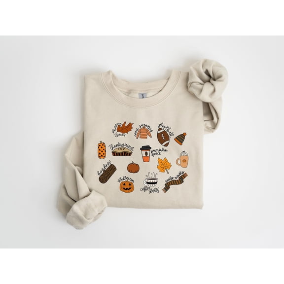 Fall Things Sweatshirt, Doodle Pumpkin Shirt, Fall Shirt, Football Shirt, Fall Season, Pumpkin Sweater, Thanksgiving Shirt TSHIRT All Size S-5XL