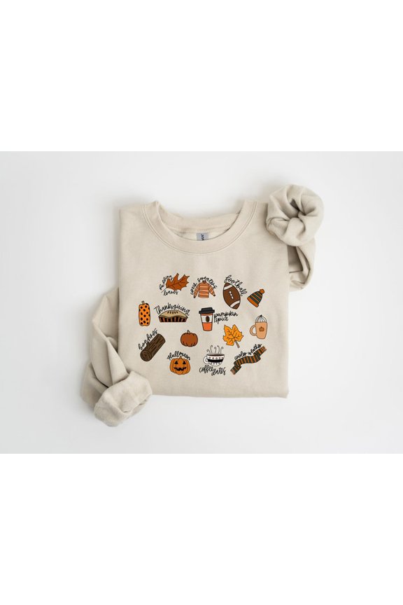 Fall Things Sweatshirt, Doodle Pumpkin Shirt, Fall Shirt, Football Shirt, Fall Season, Pumpkin Sweater, Thanksgiving Shirt