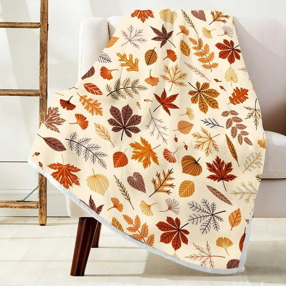 Fall Throw Blanket Autumn Leaves Decor Thanksgiving Fuzzy Fleece Soft Blankets and Throws for Living Room Couch Sofa Bed Chair 50 X 60 Inch
