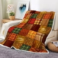 thumbnail image 1 of Fall Throw Blanket, Autumn Orange Plaid Fall Farmhouse Thanksgiving Cozy Bed Couch Blanket, Soft Comfy Fleece Flannel Throws Blankets Livingroom Bedroom Decor, 1 of 5