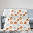 thumbnail image 1 of Fall Throw Blanket Autumn Pumpkin Blanket Thanksgiving Decor Soft Orange White Pumpkins Fleece Flannel Throws Cozy Plush Fall Decor Throw Blanket for Living Room Couch Sofa Bed Adults Kids 50"x60", 1 of 6