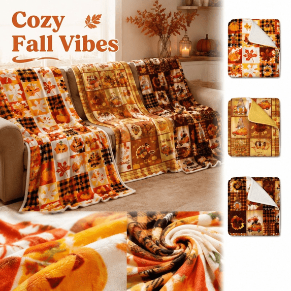 Fall Throw Blanket, Autumn Pumpkin Blanket for Bedroom and Living Room, Fall Gifts for Women, Kids, Friends, Teachers, Cowokers