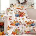 thumbnail image 1 of Fall Throw Blanket Autumn Pumpkins Throw Blanket Watercolor Harvest Maple Leaves Bed Blanket Soft Warm Cozy Blanket Flannel Fleece Throw Blanket Fuzzy Plush Blanket for Sofa Bed Couch 50" X 60", 1 of 6