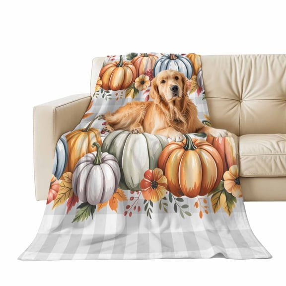 Fall Throw Blanket for Couch Pumpkin Leaves Soft Fleece Flannel Blankets Cozy Lightweight Blanket for Sofa Living Room Thanksgiving Autumn Decor, Berry Gray Plaid Bed Throws 60" x 80"