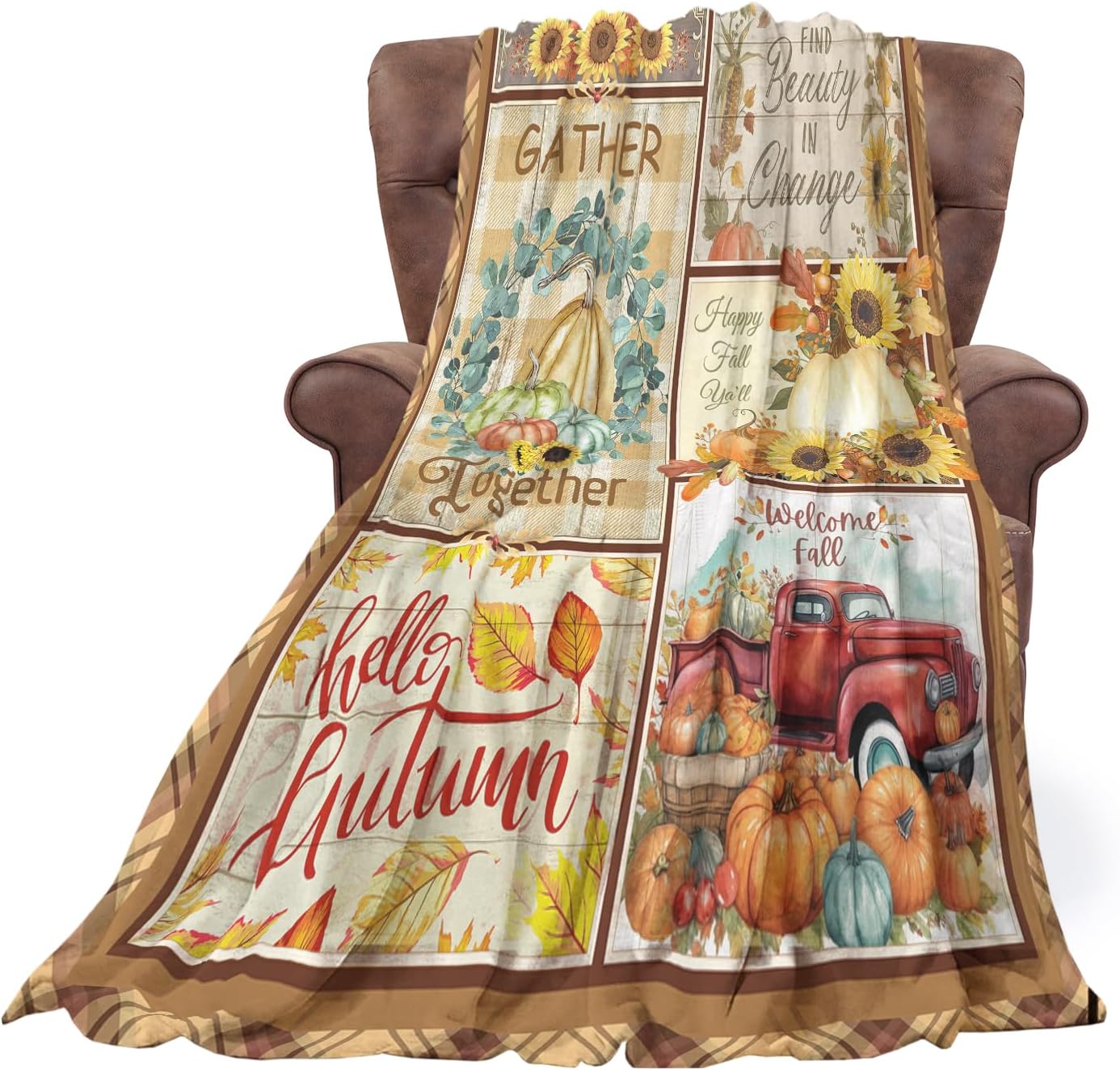 Fall Throw Blanket Fall Decor Blanket Autumn Pumpkin Farmhouse Truck