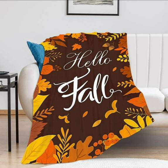 Fall Throw Blanket Fall Decor Blanket Autumn Pumpkin Leaves Farmhouse Truck Flannel Fleece Throw Blanket for Couch Super Warm Cozy Plush Lightweight Seasonal Bedding Blanket for Kids Adults 40"x50"