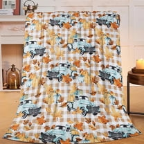 Fall Throw Blanket Fall Decor Blanket Autumn Pumpkin Leaves Farmhouse Truck Flannel Fleece Throw Blanket for Couch Super Warm Cozy Plush Lightweight Seasonal Bedding Blanket for Kids Adults 40"x50"