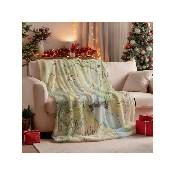 Fall Throw Blanket Flannel Blankets Super Soft Cozy Smooth Christmas Blankets Lightweight Plush Autumn Blankets Christmas Decoration Fantasy Map With Trees River And Bridge Blanket For Home Bed Sofa