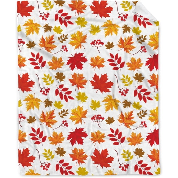 Fall Throw Blanket - Pumpkin Maple Leaf Autumn Blanket - Thanksgiving Fall Decor Gift - Ultra Plush Cozy Lightweight Thanksgiving Pumpkin Blanket for Sofa,Bed,Couch - 40"x50"-Kids/Throw Size