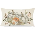 thumbnail image 1 of Fall Throw Pillow Cover 12x20 Inch White Pumpkin Orange Floral Autumn Outdoor Farmhouse Cottage Thanksgiving Decorations Lumbar Pillow Decorative Throw Pillow Case for Home Couch Decor, 1 of 6