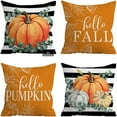 thumbnail image 1 of Fall Throw Pillow Cover 18x18, Strep Pumpkins Fall Pillow Cover set of 4, 1 of 1