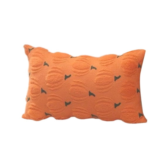 Fall Throw Pillow Covers - 12x20 Pumpkin Pillow Covers, Lumbar Soft Plush Halloween Throw Pillow Covers, Cozy Autumn Thanksgiving Decor Cushion Cover for Couch (1 Pack, Orange)