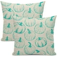 thumbnail image 1 of Fall Throw Pillow Covers 18 x 18 Set of 2 Fall Teal Pumpkin Pillow Covers Autumn Harvest Thanksgiving Decoration Pillowcase Farmhouse Decorative Linen Cushion Case For Couch Sofa Outdoor Decor, 1 of 6