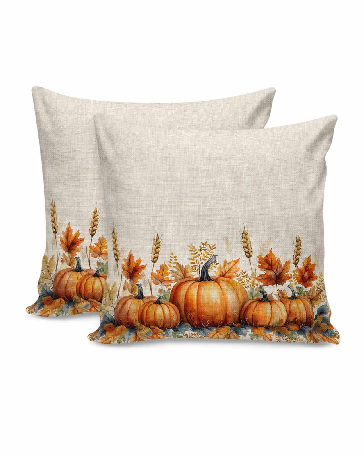 Fall Throw Pillow Covers 18x18 Inch Set of 2 Harvest Pumpkin Decorative ...