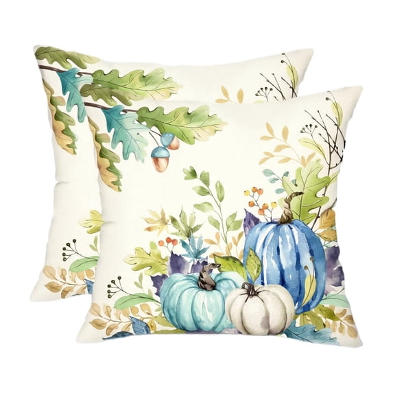 Fall Throw Pillow Covers 18x18 Inch Set of 2 Pumpkin Maple Leaf Printed Pillow Covers Only, Decorative Accent Cushion Cases for Sofa Fall Home Decor,C