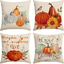 Fall Throw Pillow Covers 18x18 Set of 4 Thanksgiving Pumpkin Pillow Covers Autumn Leaves Pillow Cases Halloween Outdoor Sofa Couch HomeDecorations Cushion Covers 18 Inch