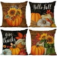 thumbnail image 1 of Fall Throw Pillow Covers 20x20 Set of 4 Thanksgiving Pumpkin Pillow Covers Orange Black Autumn Pillow Case Sunflower Cushion Covers Outdoor Sofa Couch Home Decorations 20 Inch, 1 of 6