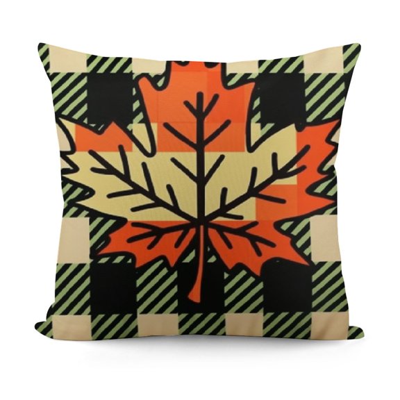 Fall Throw Pillow Covers Pumpkin Maple Leaves and Buffalo Plaid Decorative Fall Pillow Case Autumn Thanksgiving Thankful Blessed Farmhouse Decorations Cushion Case for Couch