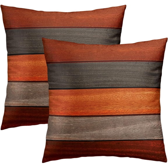 Fall Throw Pillow Covers Set of 2, Rustic Wood Board Style Decorative Cotton Pillow Cases for Couch Bed Sofa Home Autumn Season Decoration 20x20 Inches