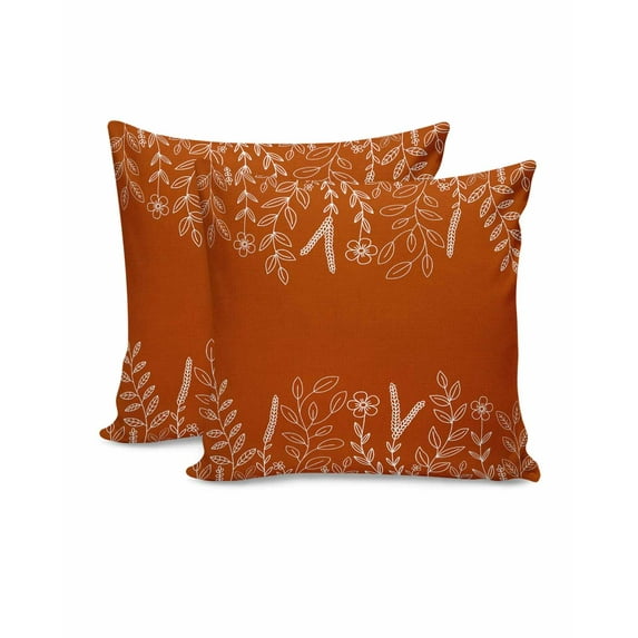 Fall Throw Pillow Covers&nbsp;18x18 Inch Set of 2 Floral Leaf Decorative Pillow Covers Orange Cushion Cover Pillowcase for Sofa Couch Bed Home Decor