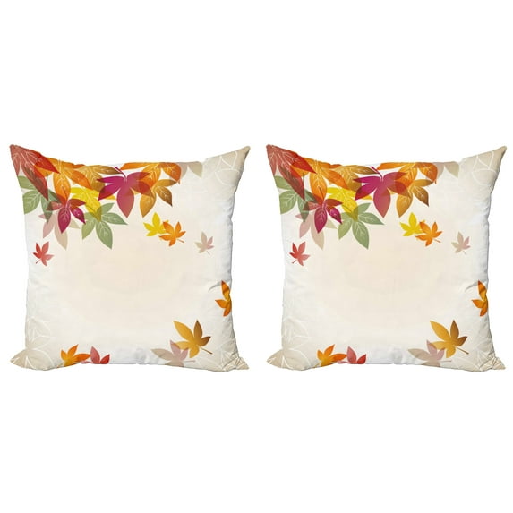 Ambesonne Fall Throw Pillow Cover 2 Pack, Maple Leaves Pastel Art, 16", Multicolor