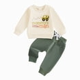 thumbnail image 1 of Fall Toddler Baby Boy Fall Outfits Boys Long Sleeve Letter Print Pullover Tops + Pants Spring 2PCS Clothes Set Kaprioy Boys Clothes Fall Winter, 1 of 4