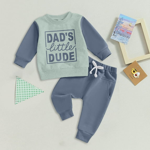 Fall Toddler Boy Clothes Sets Toddler Baby Boy 2Pcs Outfits Letters Print Pullover Tops + Drawstring Pants Set Fall Winter Clothes